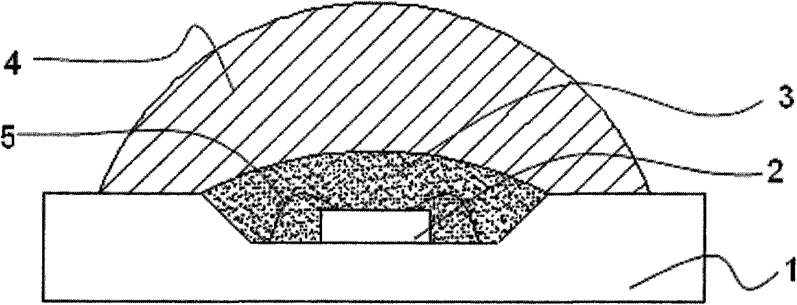 LED lamp with lens injected with fluorescent glue and packaging method thereof