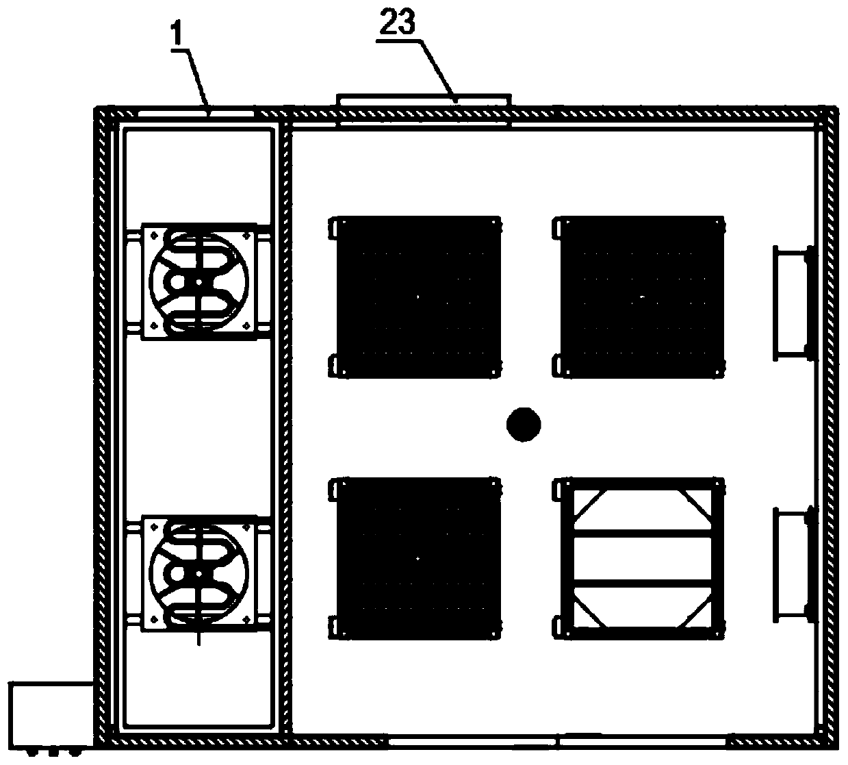 Ventilation and turbulence type hot air drying room and working method thereof