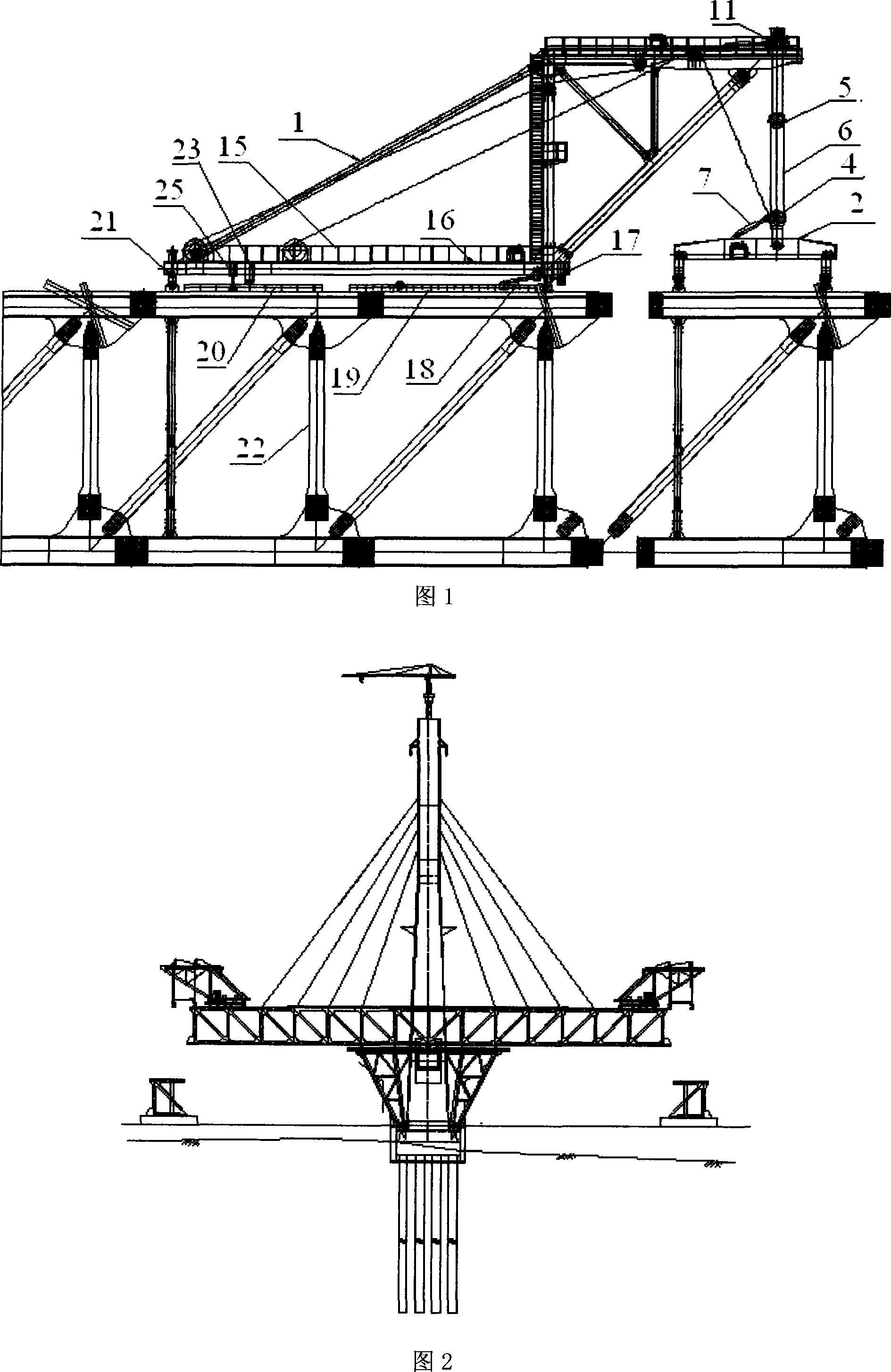 Crane with heavy frame beam