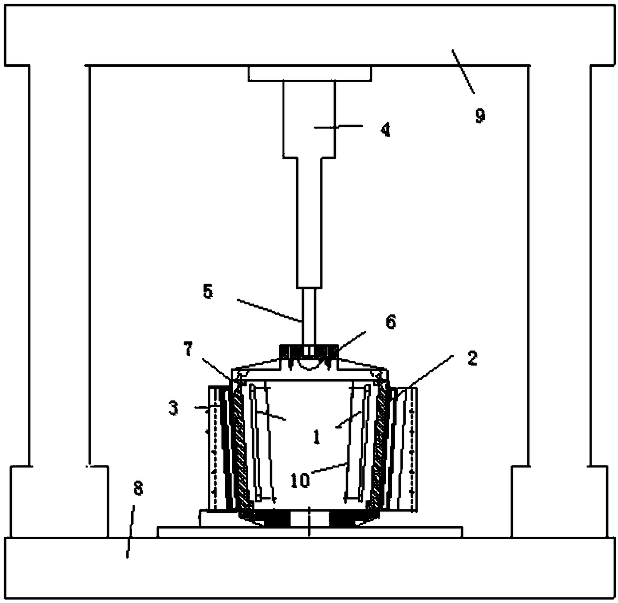 Structural thermal external pressure test system of aircraft cabin sections and method thereof