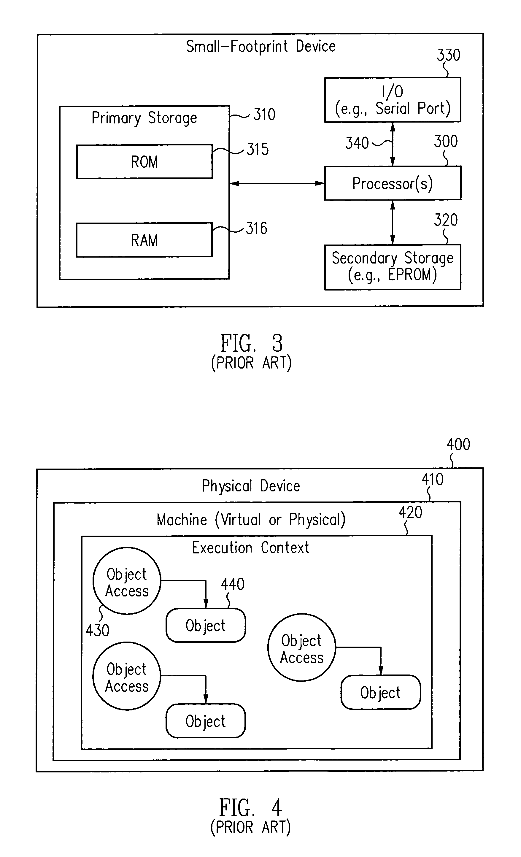 Techniques for permitting access across a context barrier in a small footprint device using shared object interfaces