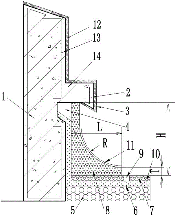 Roofing parapet water-floating structure and construction method thereof