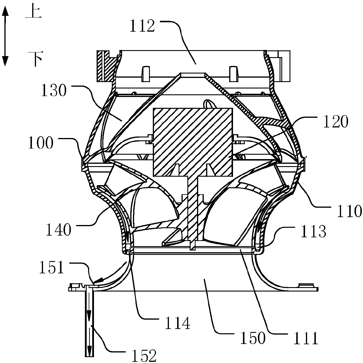 Mixed flow blower and range hood comprising mixed flow blower