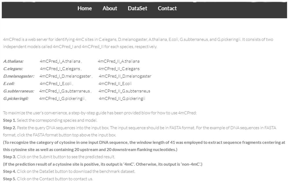 Prediction method for identifying 4-methylcytosine site