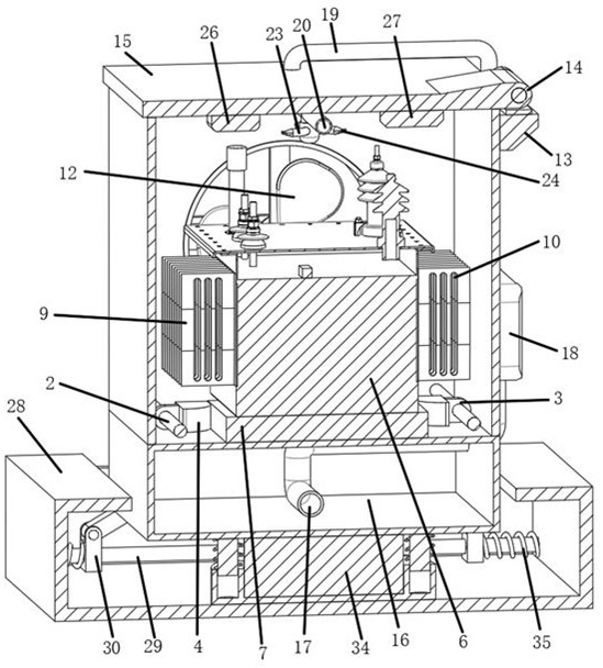 Power transformer with fire extinguishing function and good heat dissipation effect