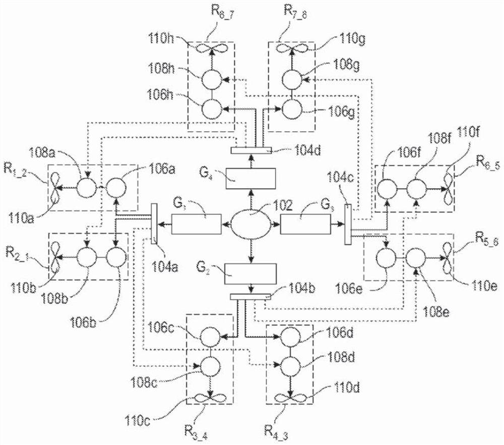 Electric propulsion architecture for multi-rotor vertical take-off and landing aircraft and method for controlling such architecture