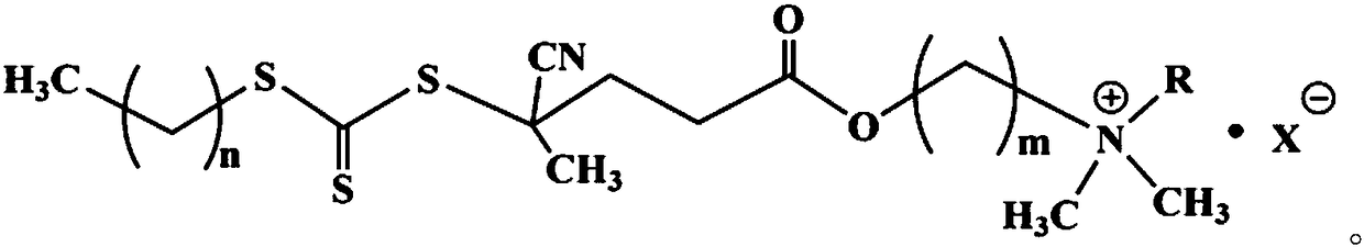 Quaternary ammonium salt water-soluble trithiocarbonate RAFT (reversible addition-fragmentation chain transfer polymerization) reagent and preparation method thereof