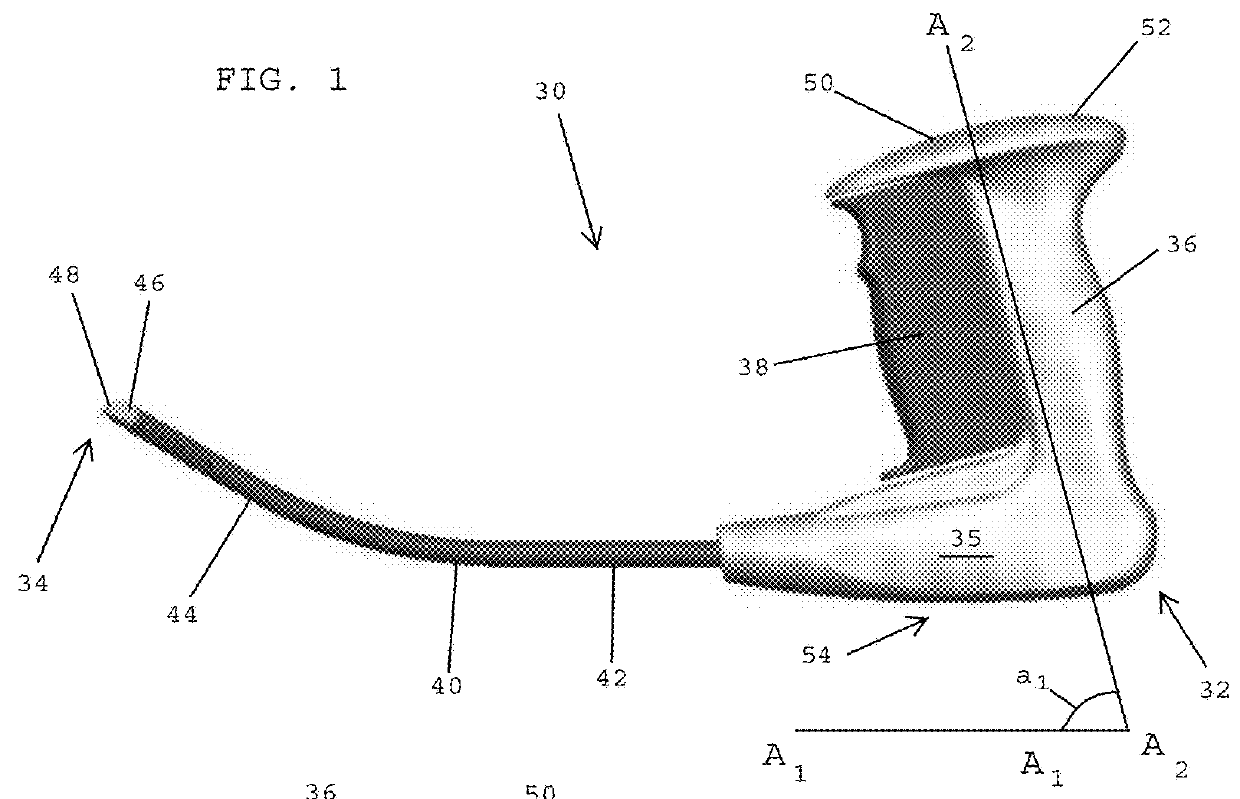 Applicator instruments with inverted handles and triggers, curved shafts, and visible orientation indicia