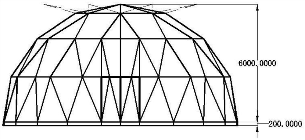 Dome greenhouse skeleton structure imitating gordon euryale leaf veins