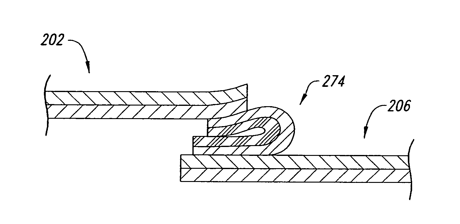 Hems, edges, patches and seams for durable, water repellant woven fabric, and methods for making the same