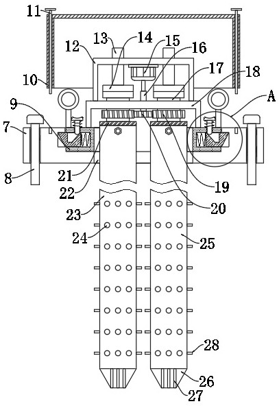 Foundation pit pre-embedded type double-liquid grouting leaking stoppage device