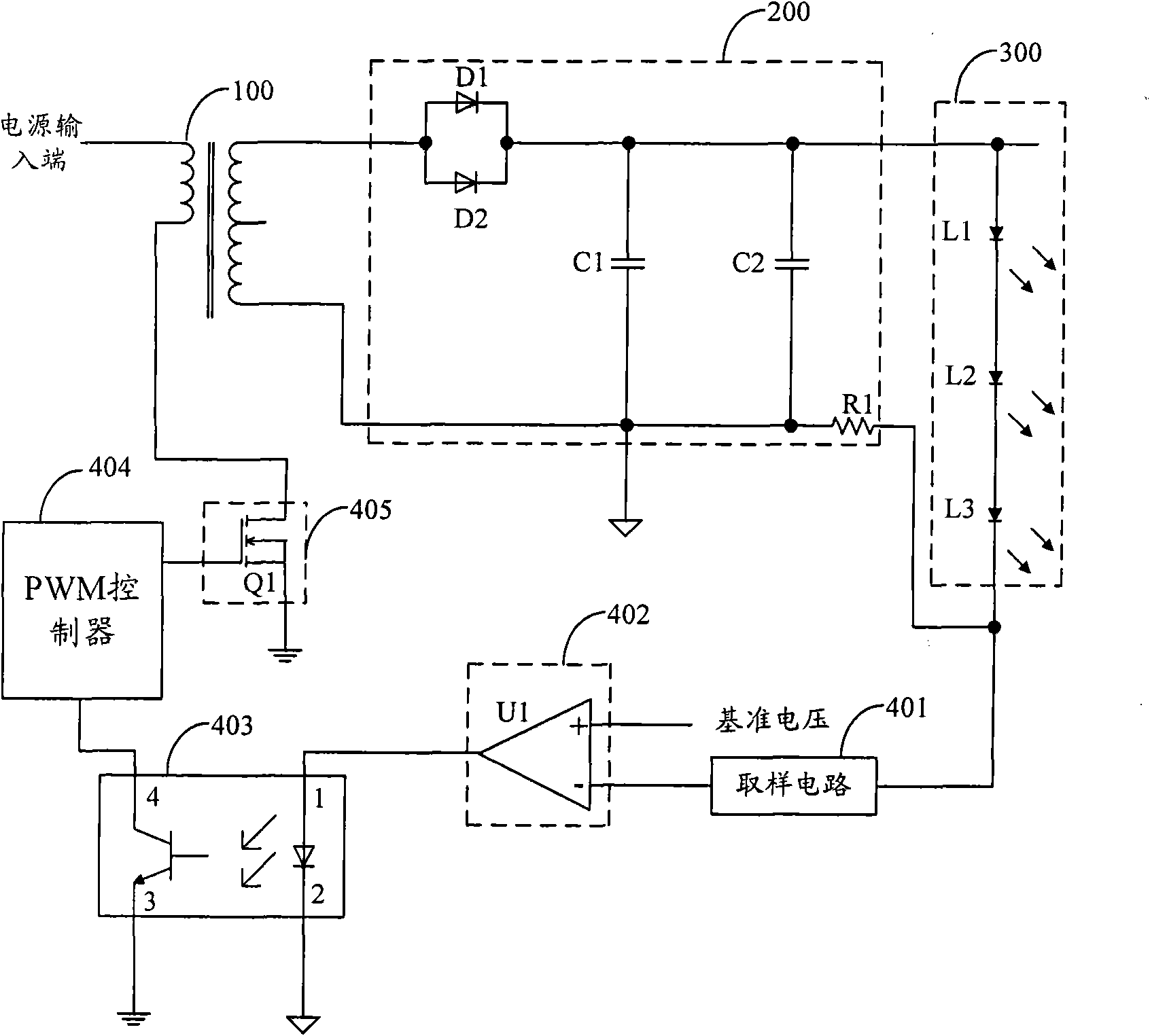 LED (light-emitting diode) lighting circuit