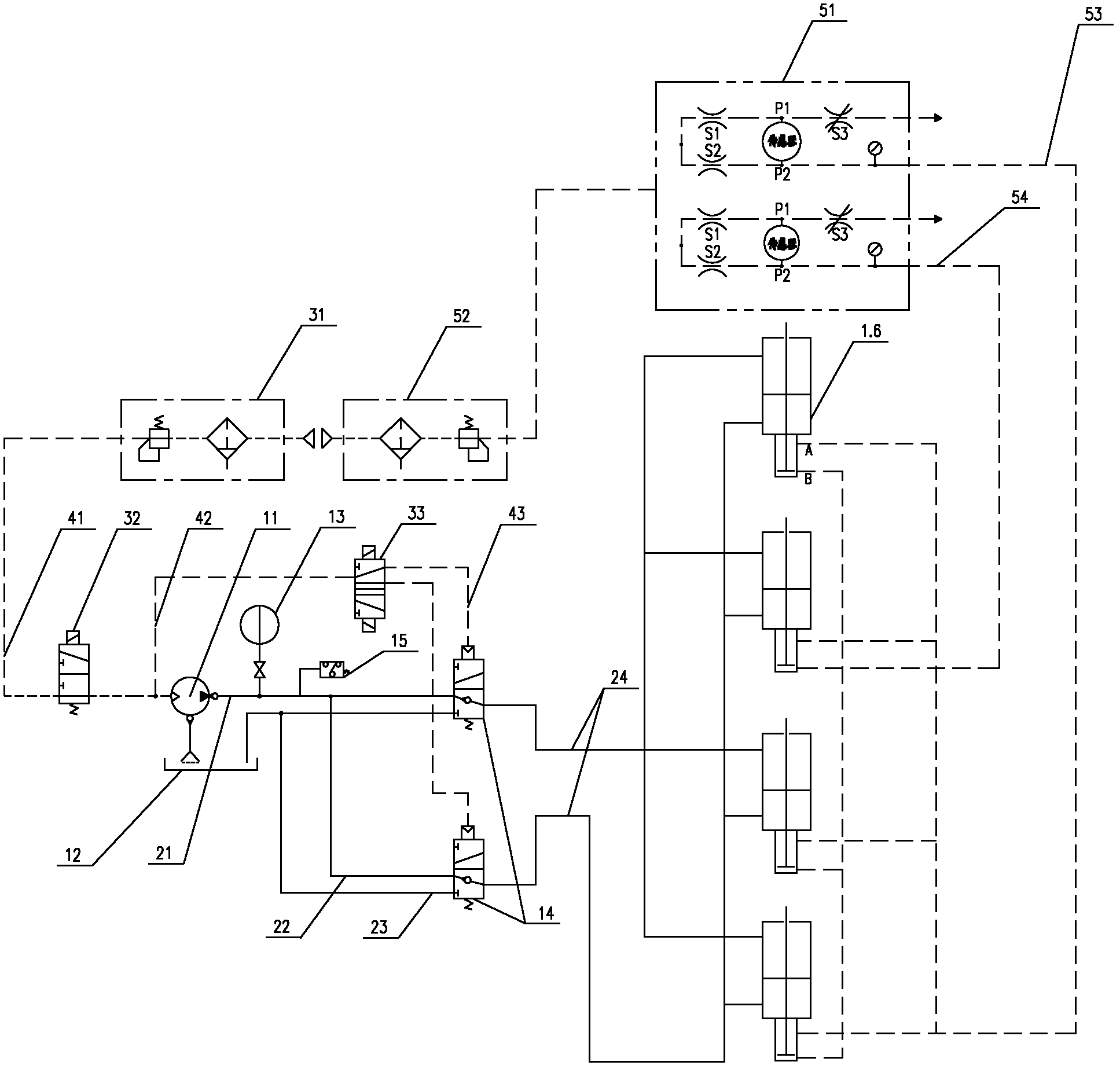 Oil and air hybrid driven lifting control device