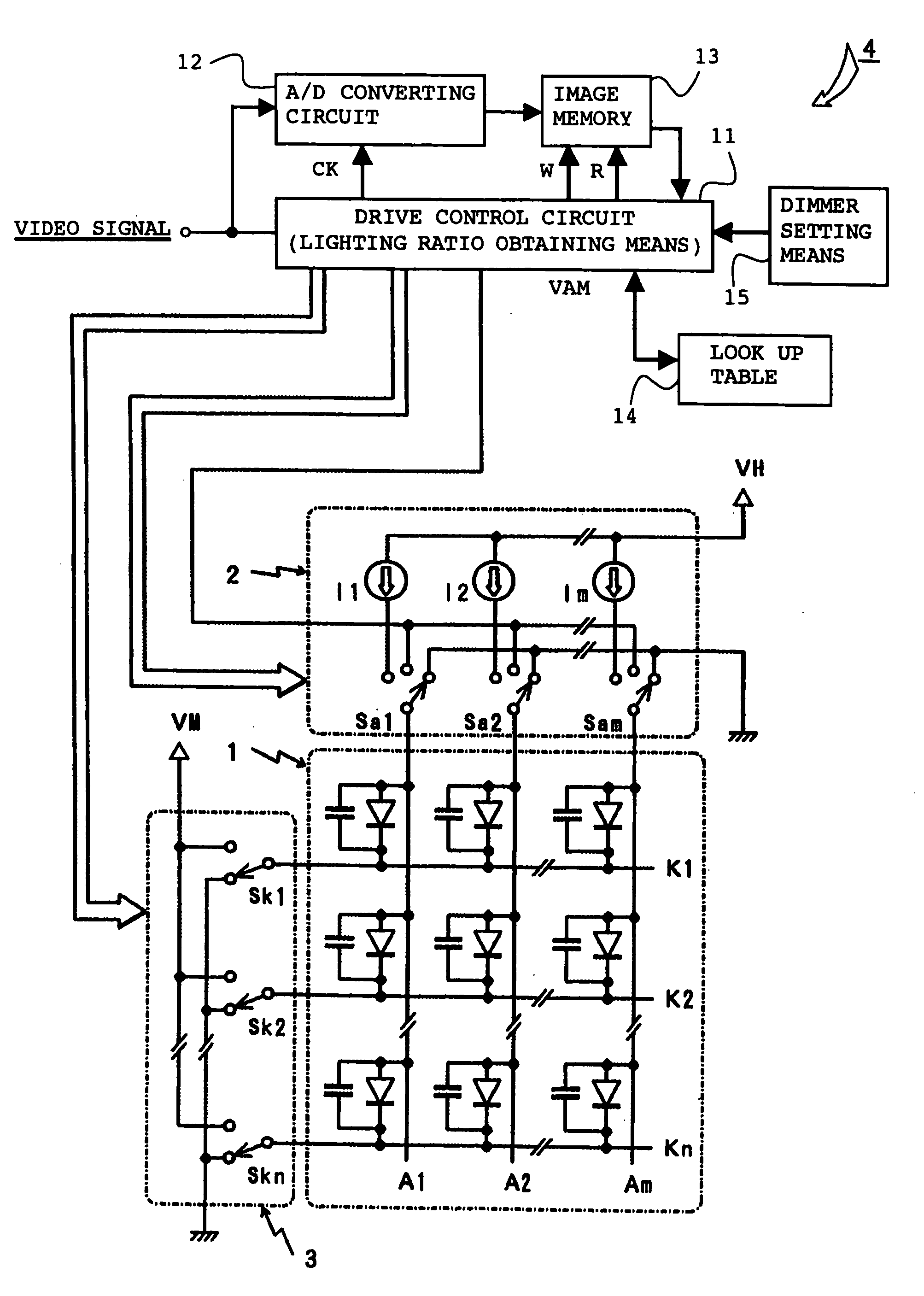 Drive device and drive method of a light emitting display panel