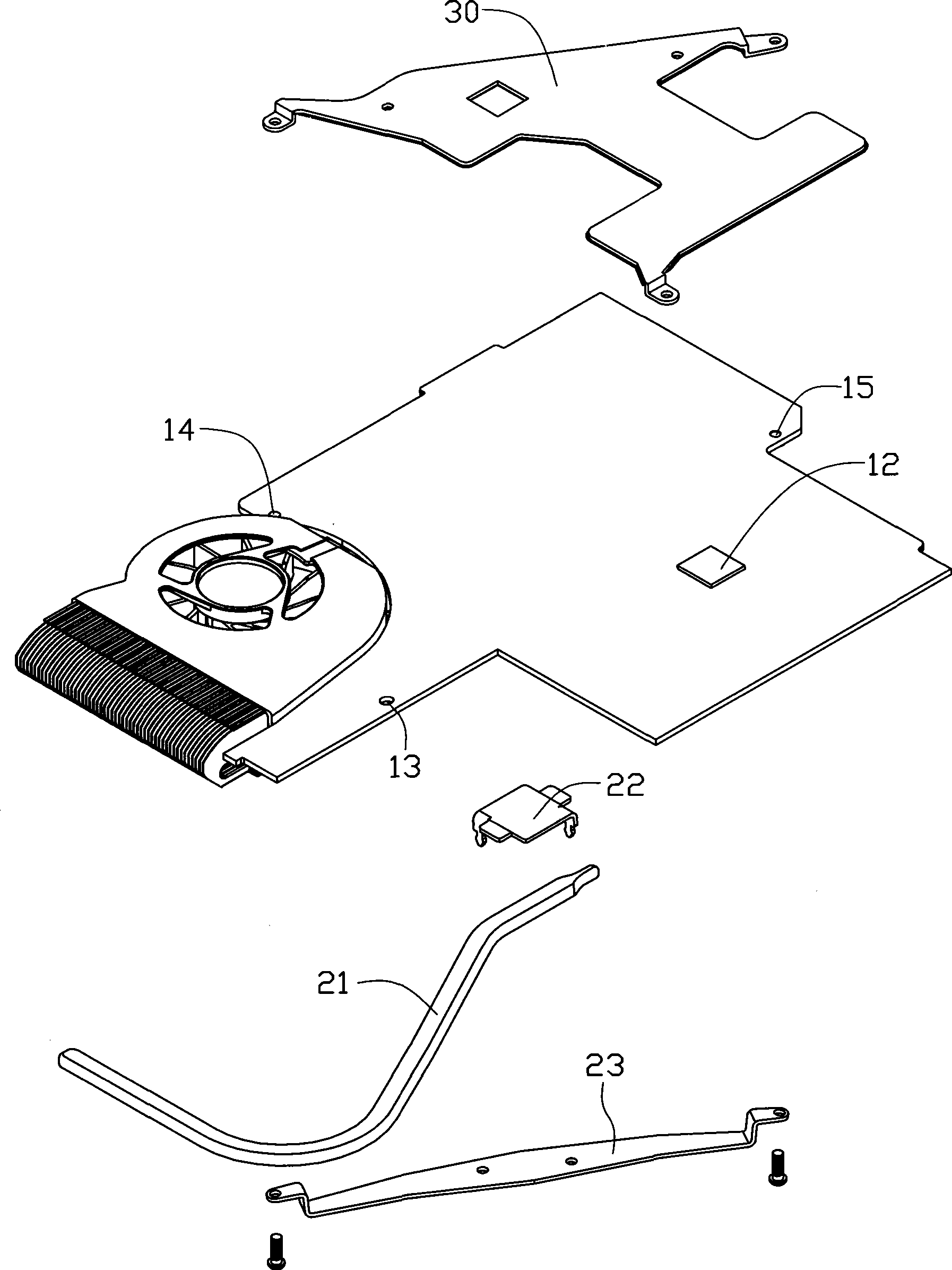 Radiator and fixed device for hot pipe