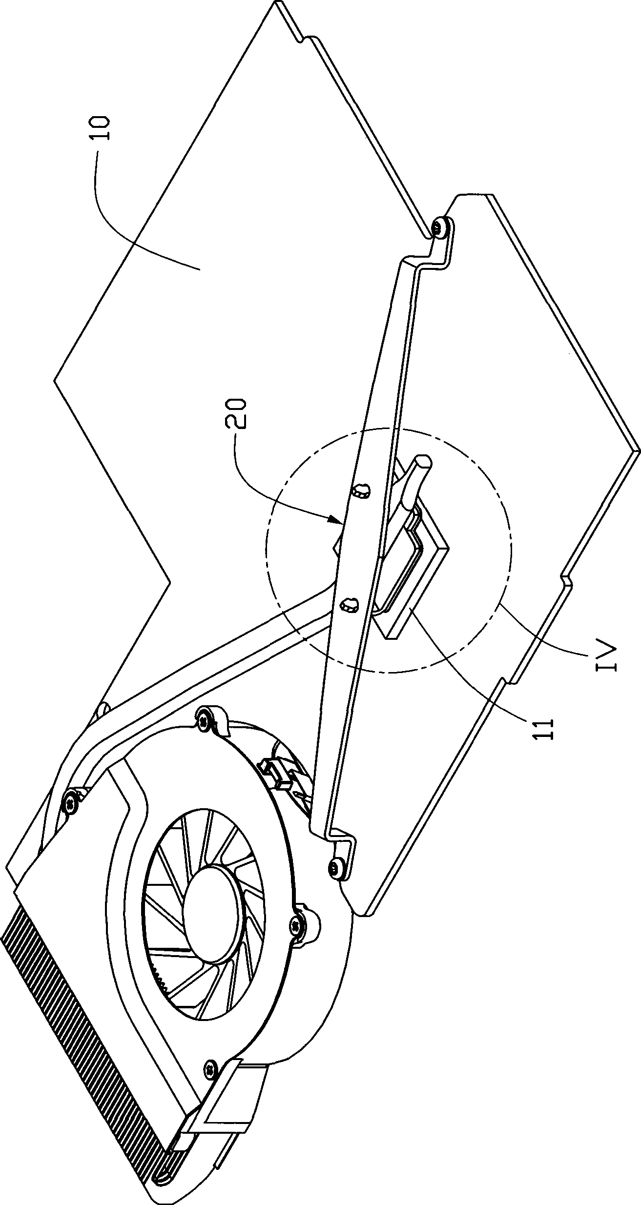 Radiator and fixed device for hot pipe