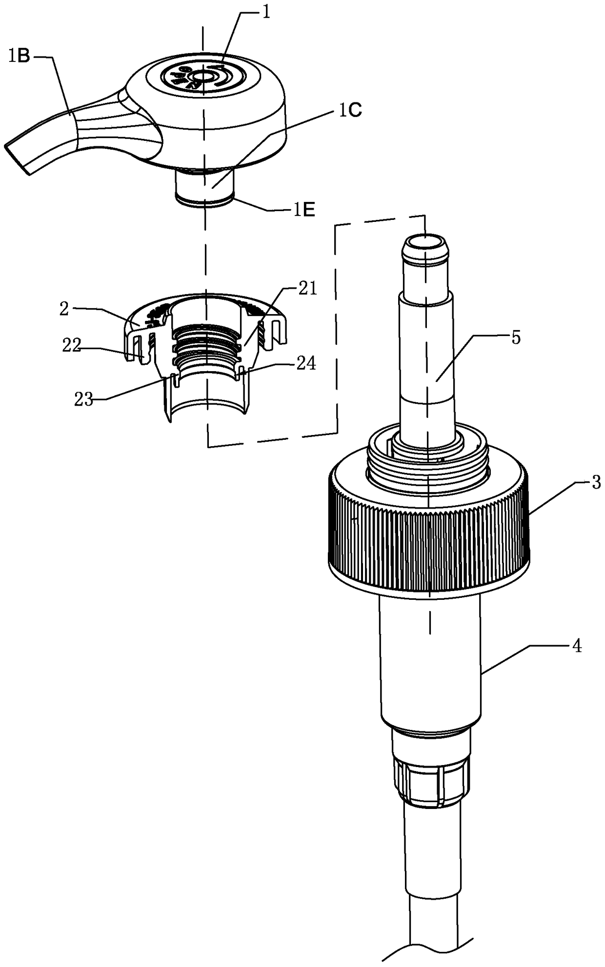 A lotion pump with improved locking of the pressing head and the locking cap