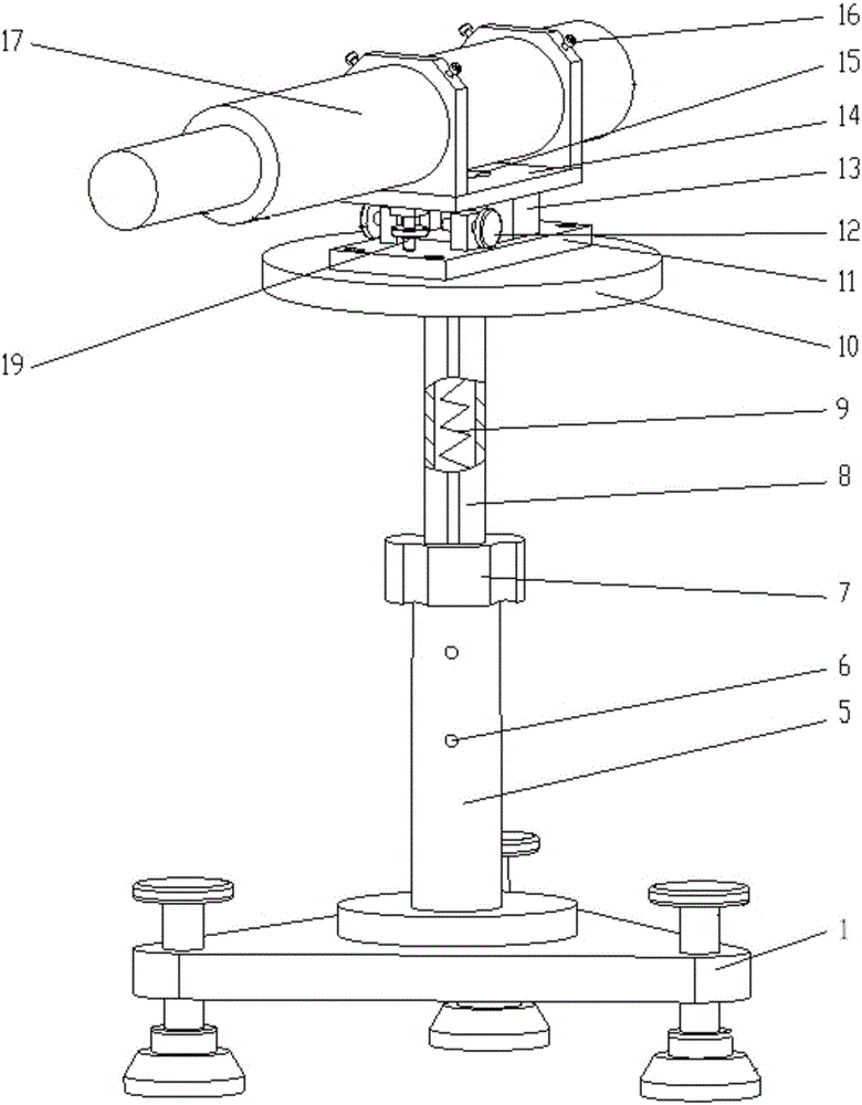 Support fine-tuning device for optical axis alignment of front mirror