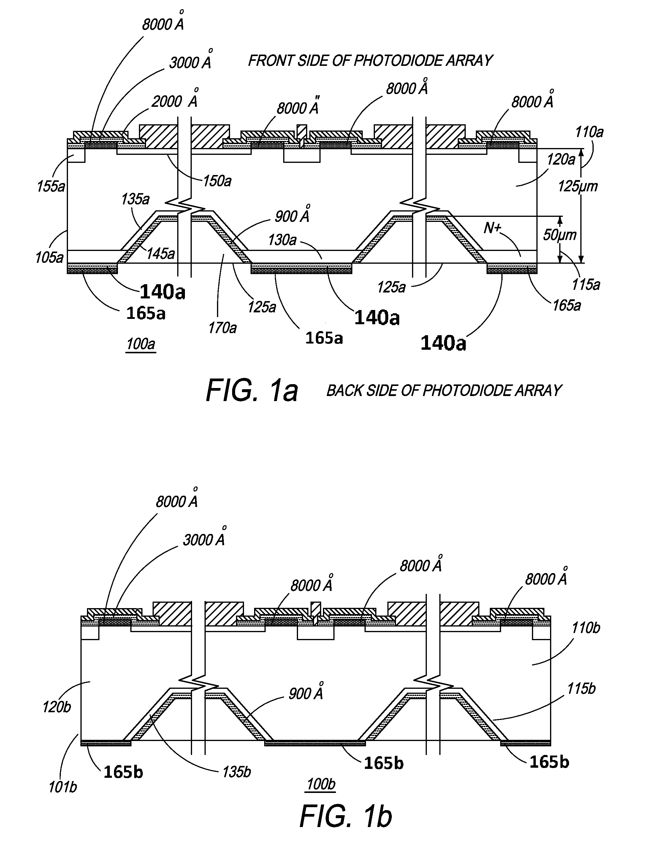 Thin wafer detectors with improved radiation damage and crosstalk characteristics