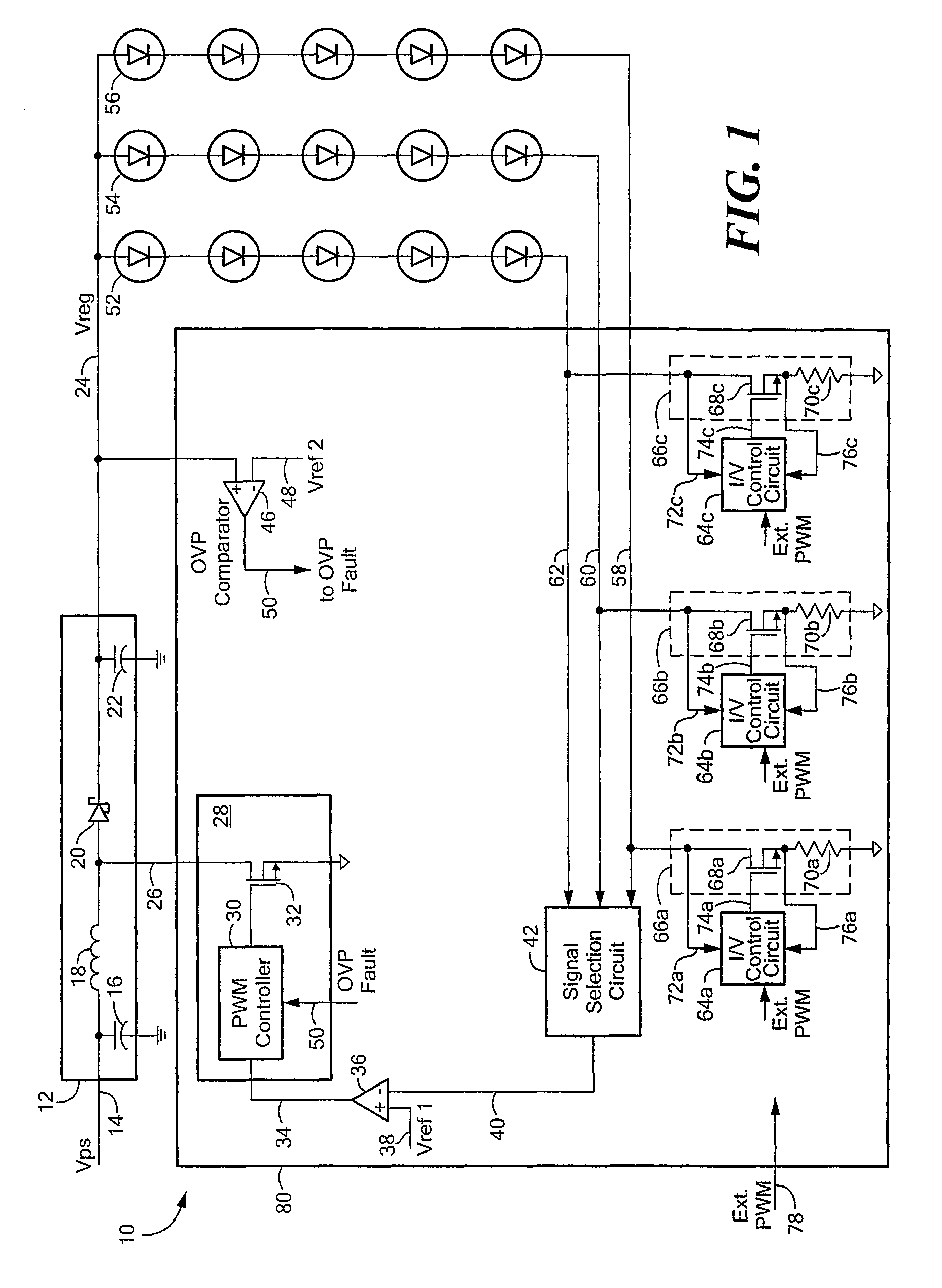 Electronic circuit for driving a diode load with a predetermined average current