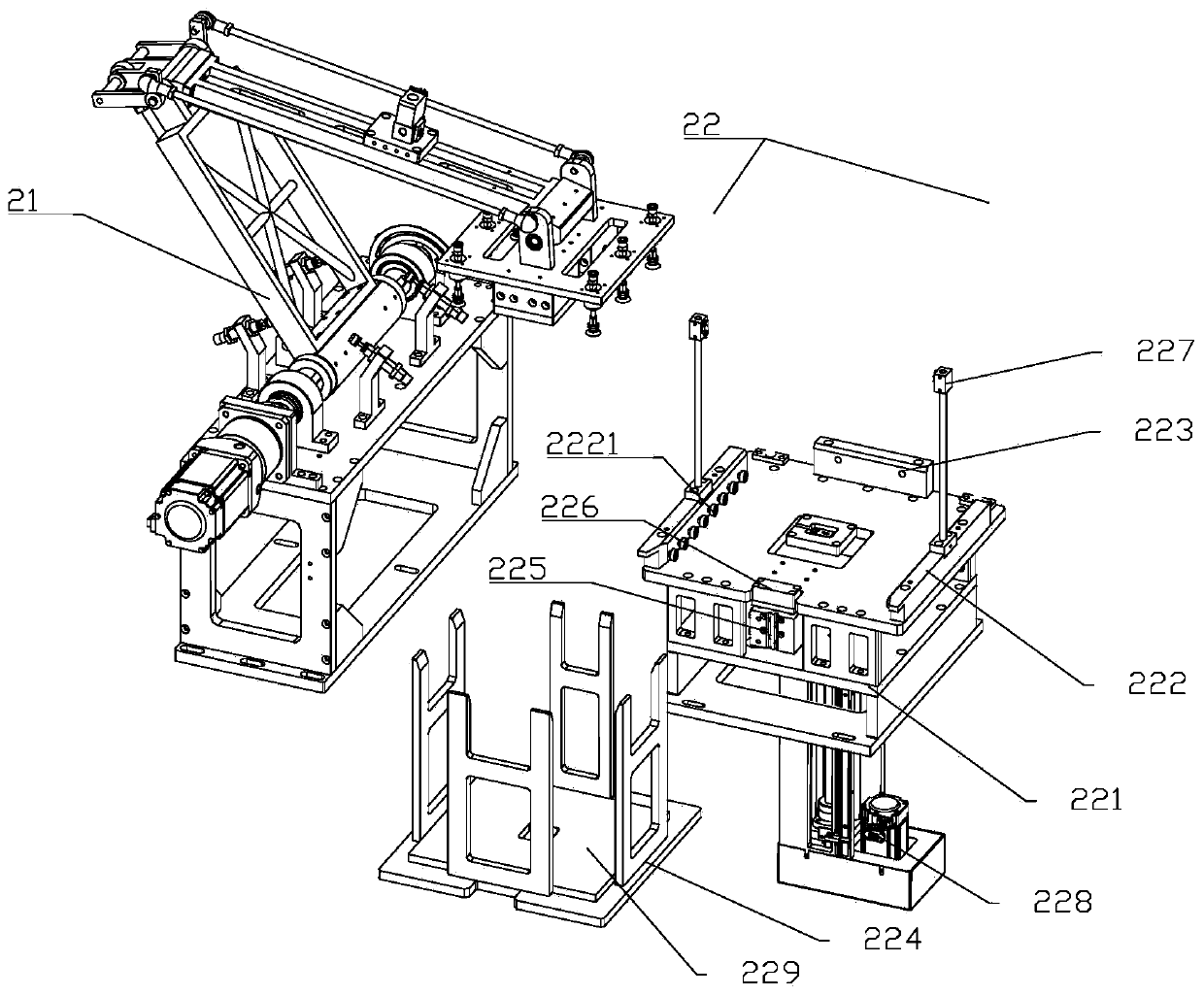 Lithium battery pole piece laminating device