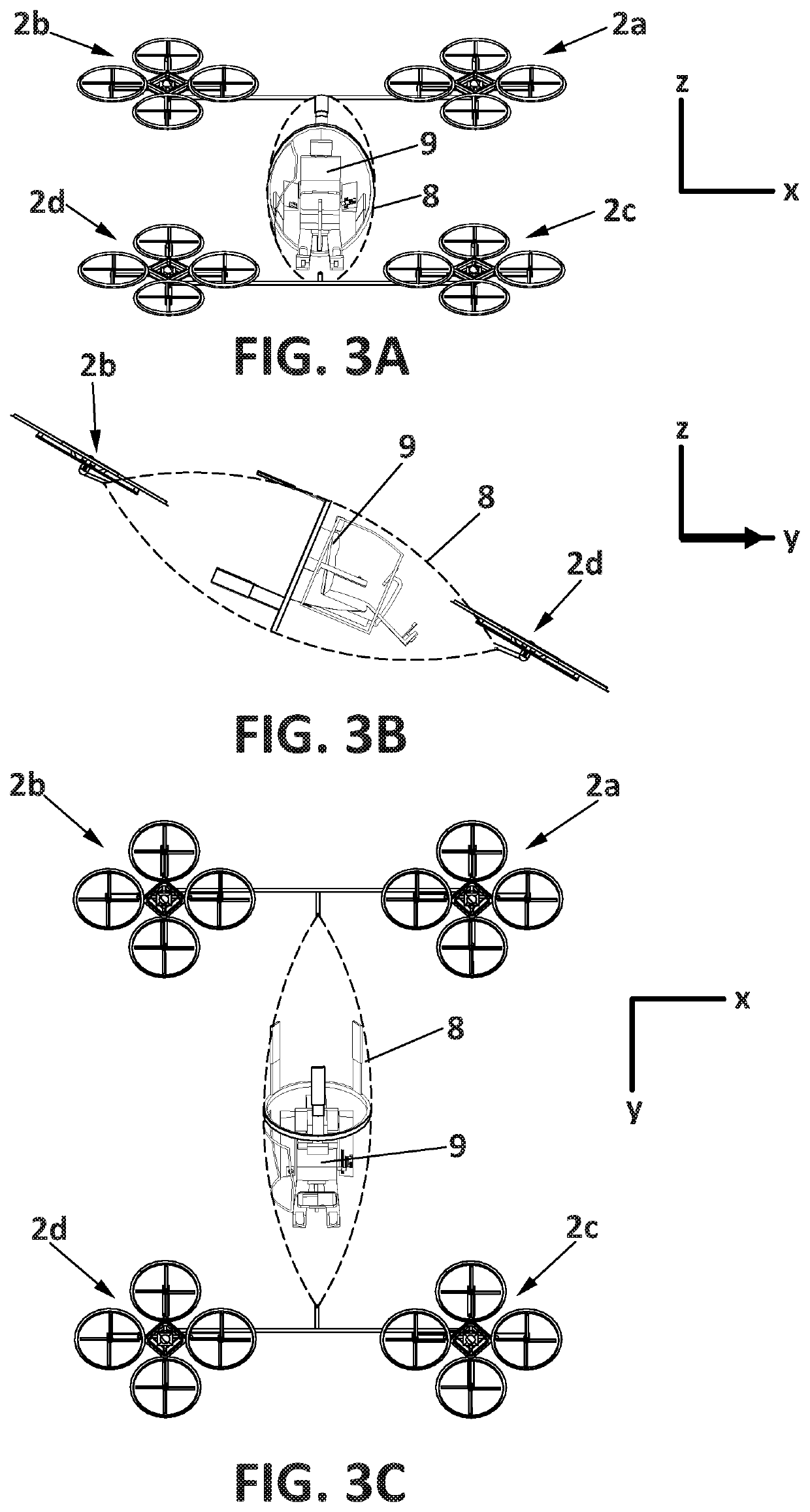 Aerial vehicles with uncoupled degrees of freedom