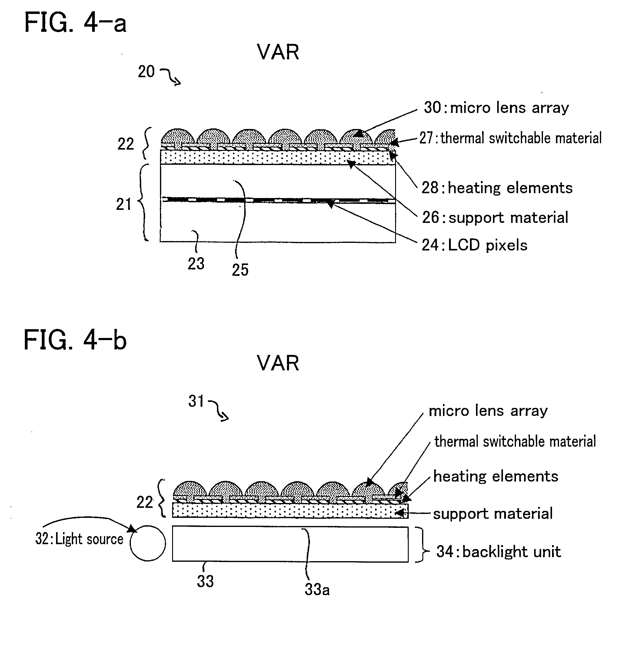 Re-writeable optical element and a display, reflector and backlight incorporating the same