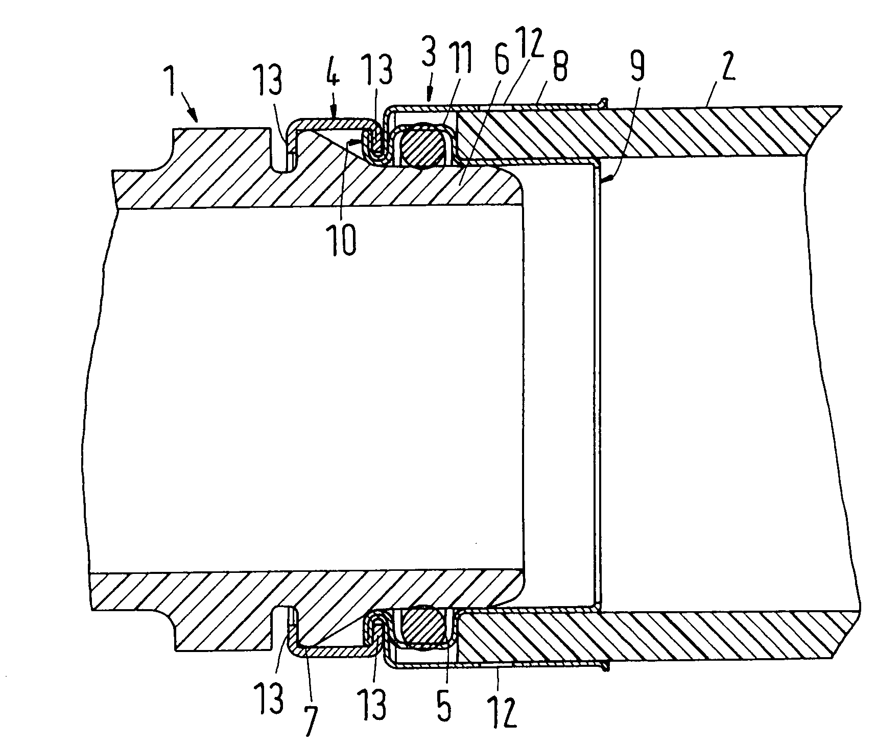 Plug-type connection arrangement for a hose and a pipe
