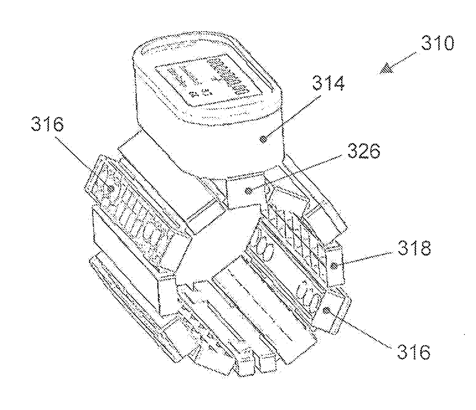 Measuring device with a fluid meter