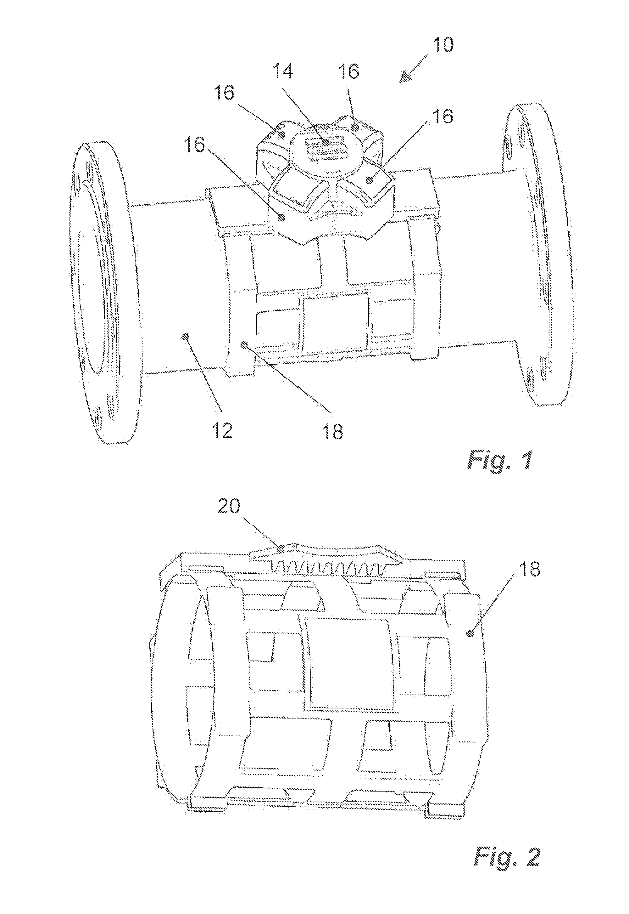 Measuring device with a fluid meter