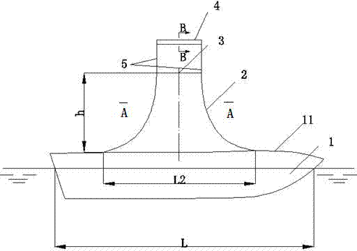 Crosswise double-strut supporting type superstructure of unmanned surface vehicle
