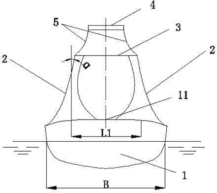 Crosswise double-strut supporting type superstructure of unmanned surface vehicle