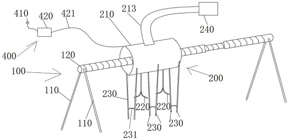 Construction device suitable for self-flowing and self-sealing type pipe ditch backfill material