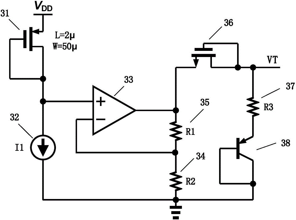 Ring oscillator circuit with own temperature and process corner calibration