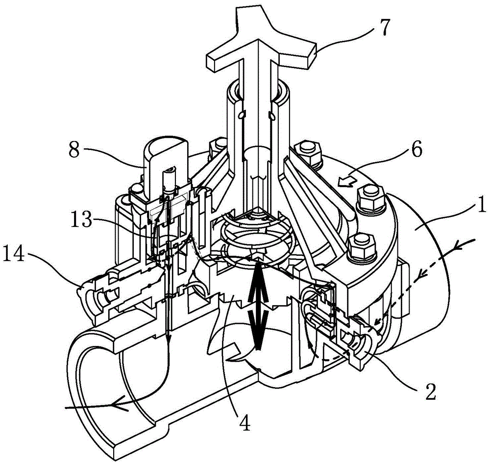 Electromagnetic valve with multiple stages of diaphragms