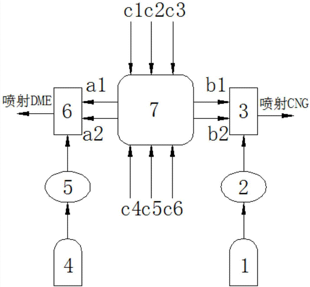 Electronic injection device with dimethyl ether and compressed natural gas and control method