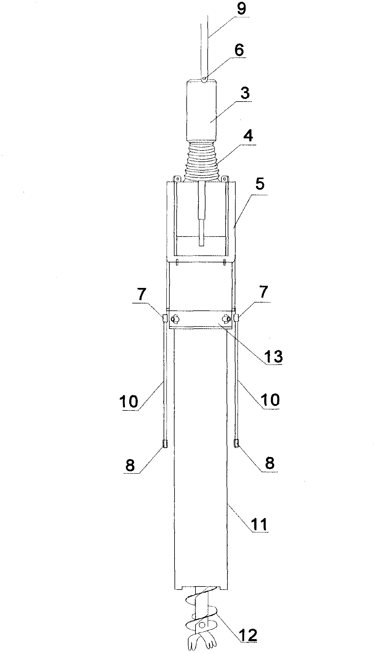Device and method for sinking pre-stressed centrifugal pipe pile (square pile) with in-pile boring and reverse drawing method
