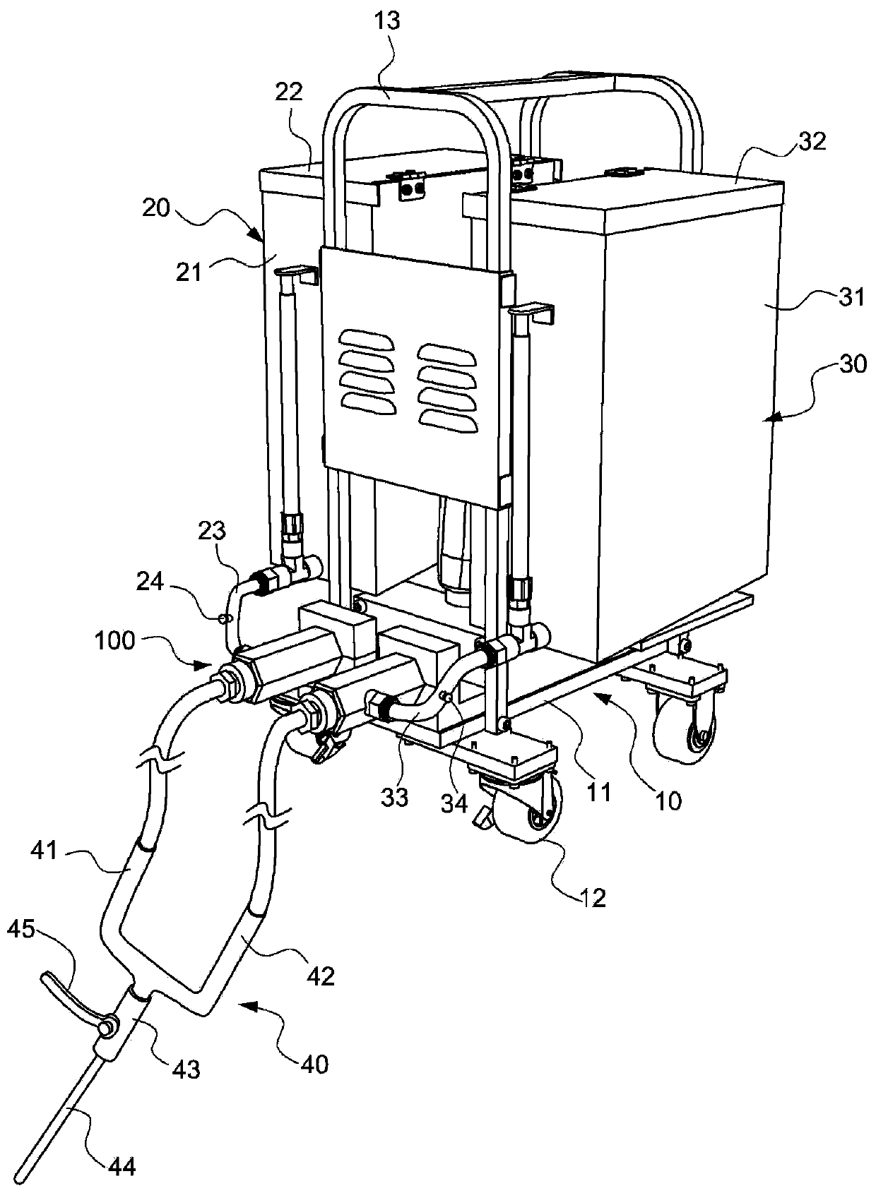 Concrete structure repair material injecting device and repair method thereof