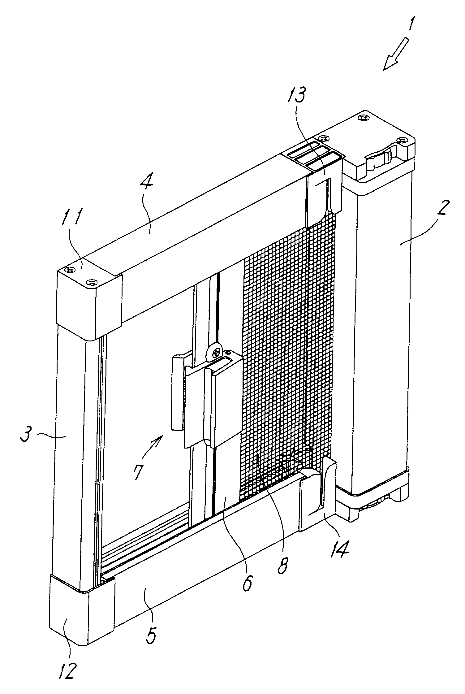 Take up-type screen device whose lock is releasable from either inside or outside