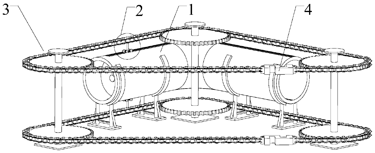 Sprocket drive type pipe pig elbow pulling test device and test method