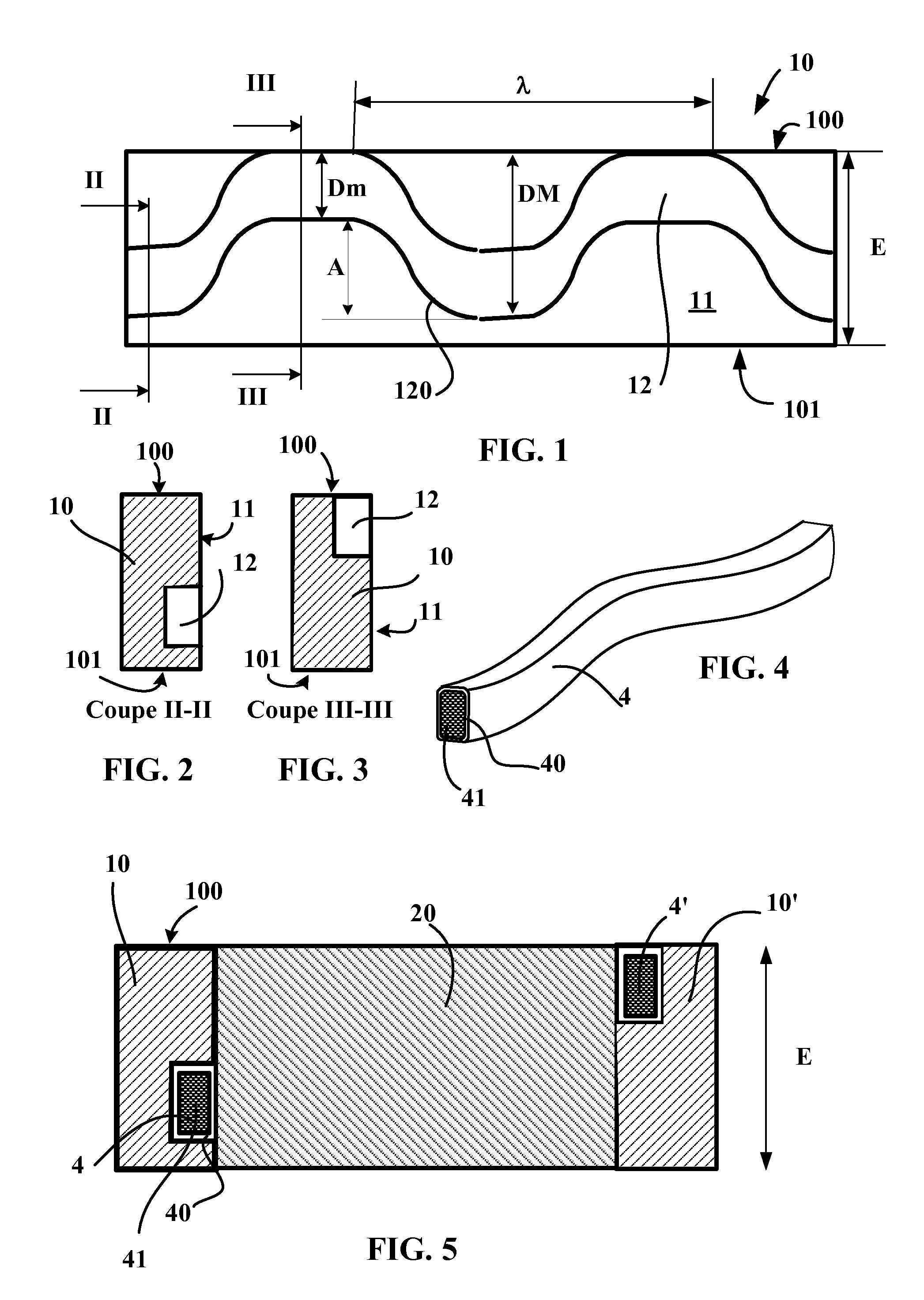 Tread including at least one wavy groove, and method for producing same
