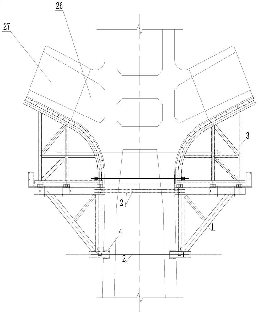 Active jacking auxiliary supporting construction system for lower chord arch support of beam-arch combined rigid frame