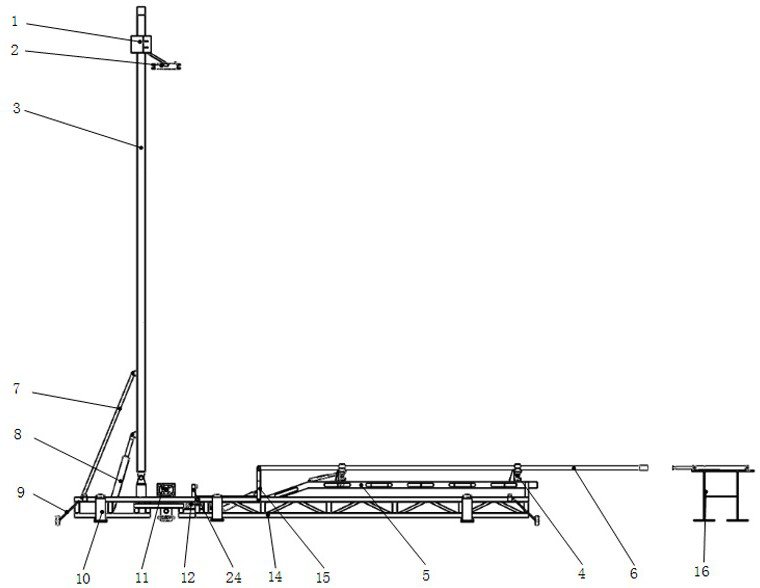 An integrated guide type vertical workover catwalk for wellhead positioning and its application method