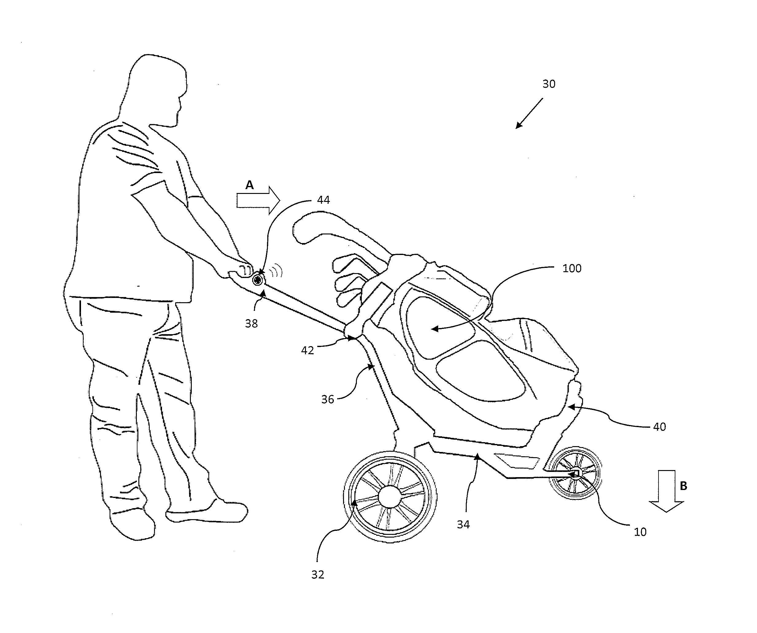 Wheel assembly for a golf trolley