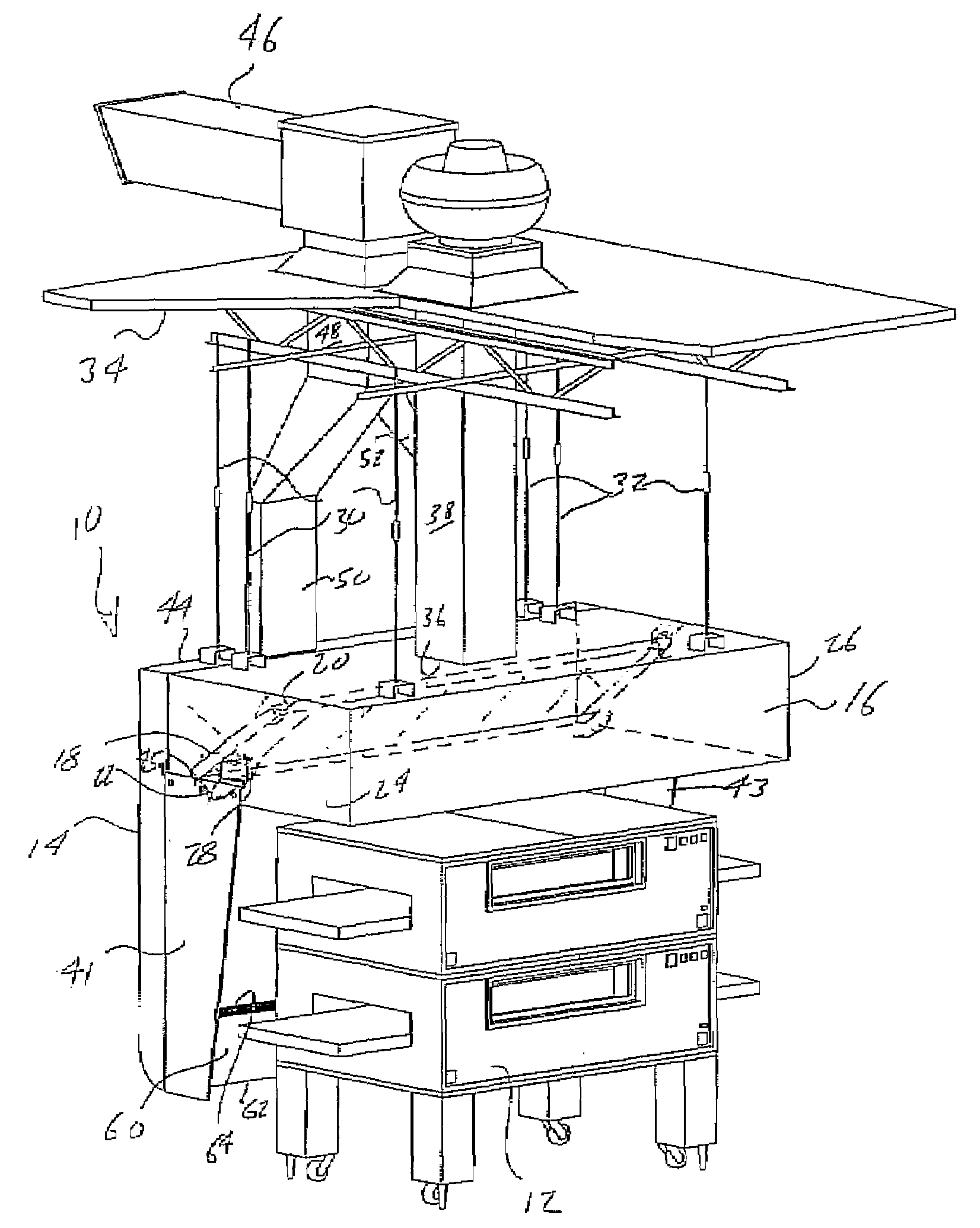Overhead ventilation system incorporating a downwardly configured rear supply plenum with upward configured and reverse bended directional outlet