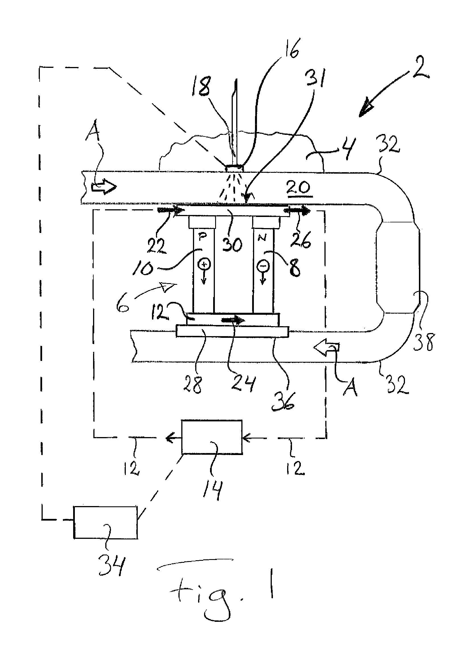 Exhaust post-treatment device and method for a vehicle, with a reductant vaporising surface being warmed by a peltier element