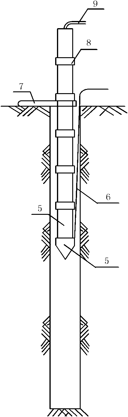 Construction and processing method of great deep vertical inclinometer pipe in stratum containing gravels