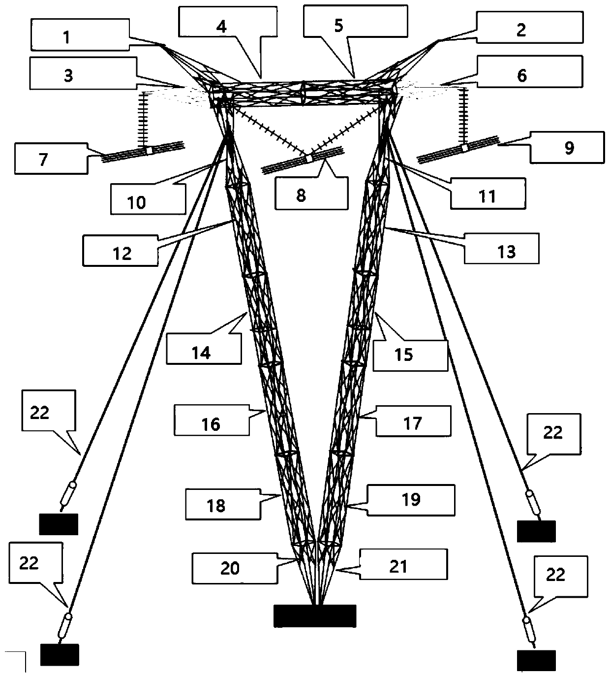 Method for dismantling V-shaped guyed tower