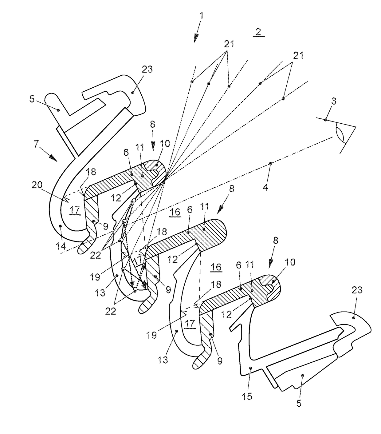 Panel for a vehicle interior and ventilation arrangement for a motor vehicle