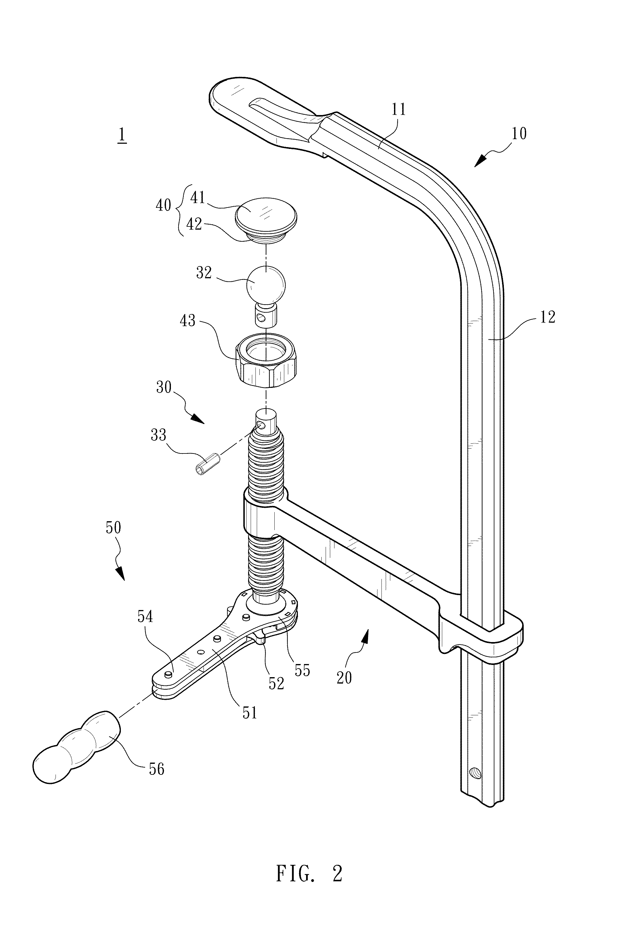 Clamp with ratchet device